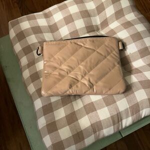 THINK ROYLN Quilted Tan Cosmetic Case